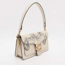 Pre Owned Coach Tabby 26 Off White Printed Leather Shoulder Bag