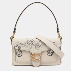 Pre Owned Coach Tabby 26 Off White Printed Leather Shoulder Bag