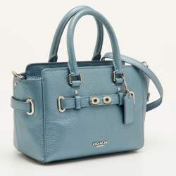 مملوكة مسبقًا Coach Blake Carryall Mini Metallic Blue Leather Crossbody Tote