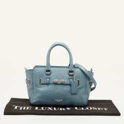 مملوكة مسبقًا Coach Blake Carryall Mini Metallic Blue Leather Crossbody Tote