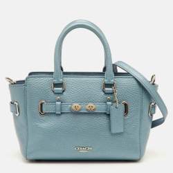 مملوكة مسبقًا Coach Blake Carryall Mini Metallic Blue Leather Crossbody Tote