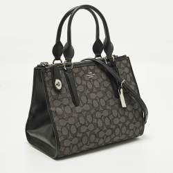 Pre Owned حقيبة ساتشل كوتش كروسبي كاريال جلد وكانفاس بني / بيج بالشعار