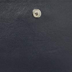 Pre Owned Coach Hayden Blue/Black Lizard Embossed Leather Wallet On Strap