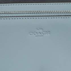 Pre Owned Coach Hayden Blue/Black Lizard Embossed Leather Wallet On Strap