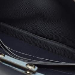 Pre Owned Coach Hayden Blue/Black Lizard Embossed Leather Wallet On Strap