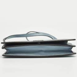 Pre Owned Coach Hayden Blue/Black Lizard Embossed Leather Wallet On Strap