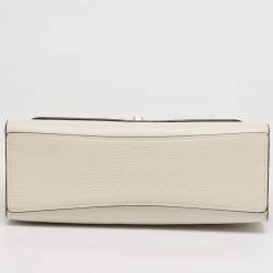 Pre Owned Coach Lane White/Brown Leather Chain Flap Shoulder Bag