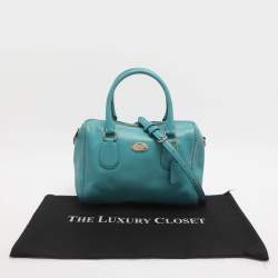 Pre Owned Coach Bennett Mini Turquoise Leather Satchel