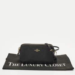 Pre Owned حقيبة كروس كوتش كيرا جلد أسود بسحاب مزدوج