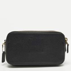 Pre Owned حقيبة كروس كوتش كيرا جلد أسود بسحاب مزدوج