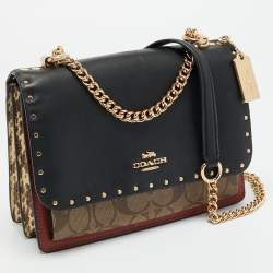 Pre Owned حقيبة كروس بودي كوتش قماش بشعار متعدد الألوان مغطى ونقشات جلد الثعبان والجلد