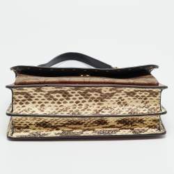 Pre Owned حقيبة كروس بودي كوتش قماش بشعار متعدد الألوان مغطى ونقشات جلد الثعبان والجلد