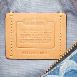 مملوكة مسبقًا حقيبة كتف كوتش سوينجر 23 كانفاس جاكار بشعار ماركة بني