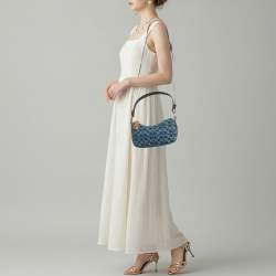 مملوكة مسبقًا حقيبة كتف كوتش سوينجر 23 كانفاس جاكار بشعار ماركة بني