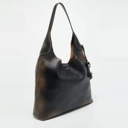 Pre Owned حقيبة كتف كوتش بروكلين 39 جلد بني/أسود مظلل