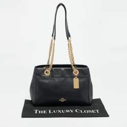 Pre Owned Coach Brooke Chain Carryall Black Leather Tote