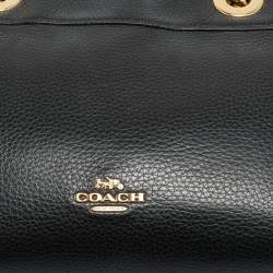 Pre Owned Coach Brooke Chain Carryall Black Leather Tote