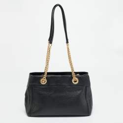 Pre Owned Coach Brooke Chain Carryall Black Leather Tote