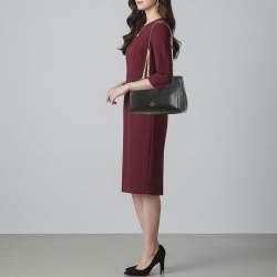 Pre Owned Coach Brooke Chain Carryall Black Leather Tote