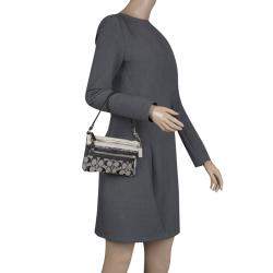 Coach Beige/Black Canvas and Leather Clutch