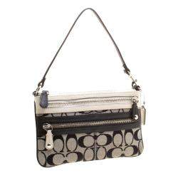 Coach Beige/Black Canvas and Leather Clutch