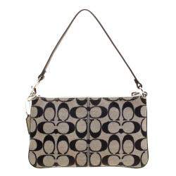 Coach Beige/Black Canvas and Leather Clutch