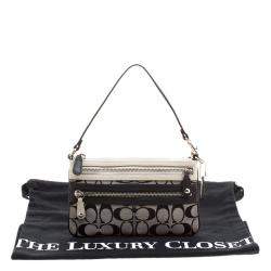 Coach Beige/Black Canvas and Leather Clutch