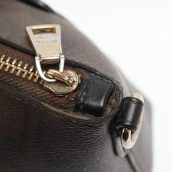 Pre Owned Coach Emma Mini Brown/Black Signature Coated Canvas and Leather Satchel