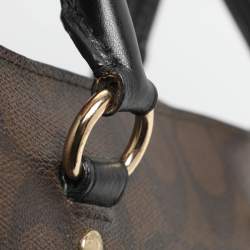 Pre Owned Coach Emma Mini Brown/Black Signature Coated Canvas and Leather Satchel