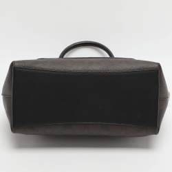 Pre Owned Coach Emma Mini Brown/Black Signature Coated Canvas and Leather Satchel