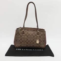 Pre Owned حقيبة ساتشل كوتش ايتا كاريال جلد وكانفاس أسود/ بني 