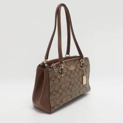 Pre Owned حقيبة ساتشل كوتش ايتا كاريال جلد وكانفاس أسود/ بني 