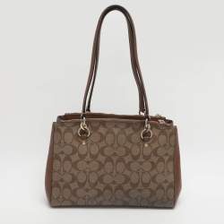 Pre Owned حقيبة ساتشل كوتش ايتا كاريال جلد وكانفاس أسود/ بني 