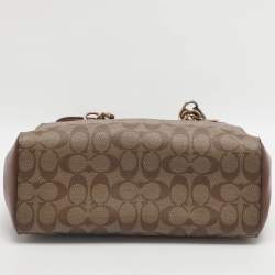 Pre Owned حقيبة ساتشل كوتش ايتا كاريال جلد وكانفاس أسود/ بني 