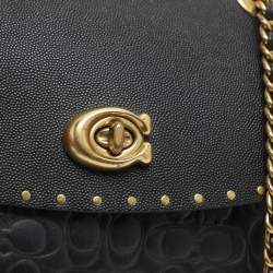 Pre Owned Coach Black Leather Small Parker Chain Flap Shoulder Bag