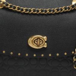 Pre Owned Coach Black Leather Small Parker Chain Flap Shoulder Bag