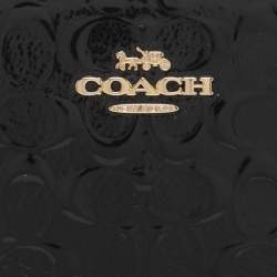 Pre Owned حقيبة كوتش حمالة معصم جلد لامع بصمة الشعار أسود