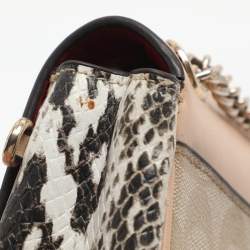 Pre Owned Coach Cassidy Mini Multicolor Signature Coated Canvas and Snakeskin Embossed Leather Shoulder Bags