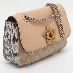 Pre Owned Coach Cassidy Mini Multicolor Signature Coated Canvas and Snakeskin Embossed Leather Shoulder Bags