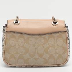 Pre Owned Coach Cassidy Mini Multicolor Signature Coated Canvas and Snakeskin Embossed Leather Shoulder Bags