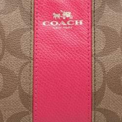 Pre Owned حقيبة يد كوتش جلد وكانفاس مقوى وردي بيج بحمالة معصم