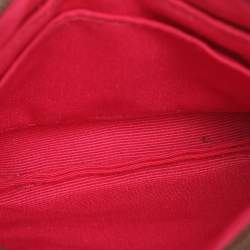 Pre Owned حقيبة يد كوتش جلد وكانفاس مقوى وردي بيج بحمالة معصم