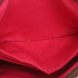 Pre Owned حقيبة يد كوتش جلد وكانفاس مقوى وردي بيج بحمالة معصم