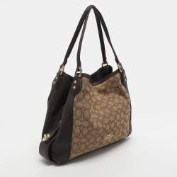 Pre Owned حقيبة كتف كوتش 31 أدوي قماش مميز بيج/بني وجلد