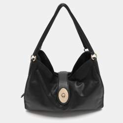 Pre Owned Coach Carlyle Black Leather Shoulder Bag