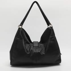 Pre Owned Coach Carlyle Black Leather Shoulder Bag