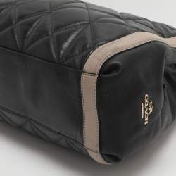 Pre Owned Coach Phoebe Black/Beige Quilted Leather Shoulder Bag