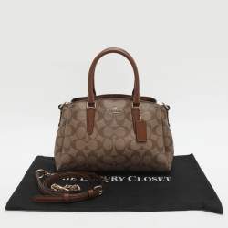 Pre Owned Coach Sage Carryall Beige/Brown Coated Canvas and Leather Satchel