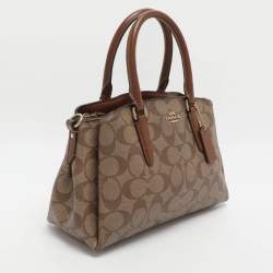 Pre Owned Coach Sage Carryall Beige/Brown Coated Canvas and Leather Satchel