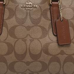 Pre Owned Coach Sage Carryall Beige/Brown Coated Canvas and Leather Satchel